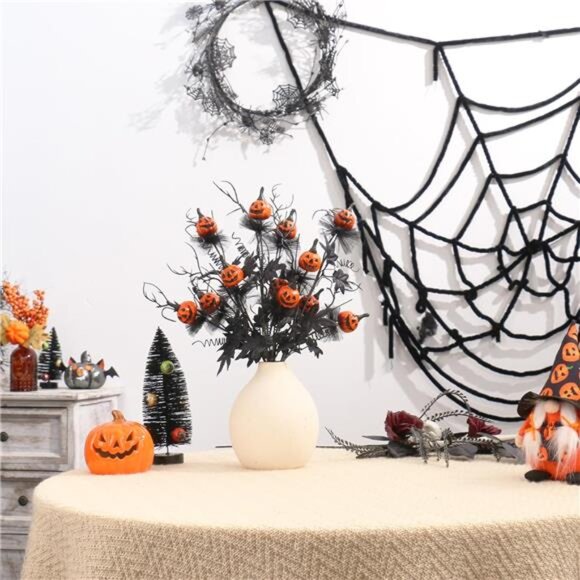 5PCS Halloween Decoration Artificial Pumpkin Maple Leaf, 19.5" - Picture 2 of 6